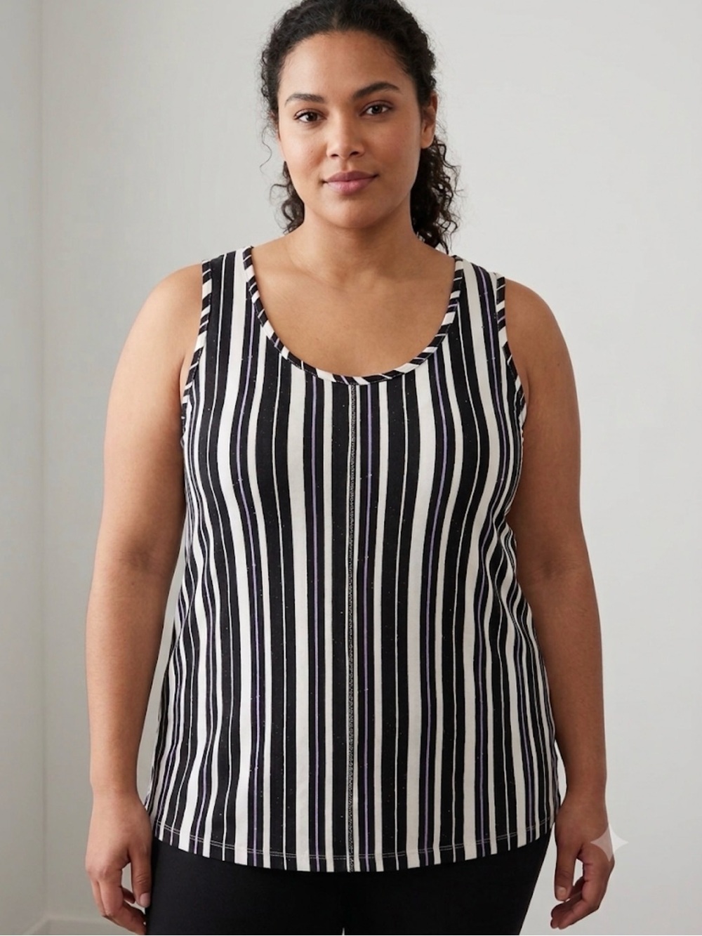 Michel Studio Sleeveless Vertical Stripe with Specks Tank Top - Picture 1 of 5